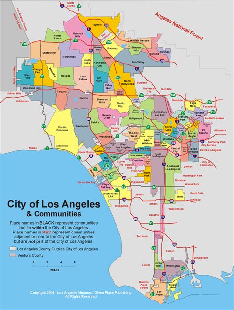 names of city in los angeles